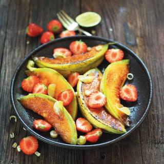 Melons & strawberries (with syrup tart)